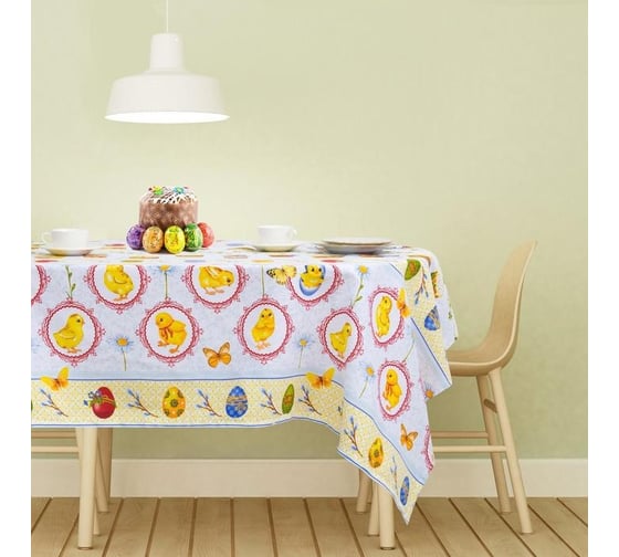 Скатерть Доляна Пасха 220x144 см, 100% хлопок, рогожка, 164 г/кв.м 3042072