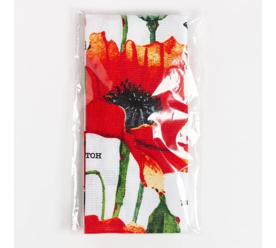 Полотенце Доляна кухонное Маки 35x60 см, 100% хлопок, 160 г/кв.м 4136477