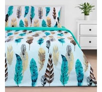 Комплект постельного белья Этель 2 спальный, Перья 175x215 см, 200x220 см, 70x70 см - 2 шт., поплин 2759793