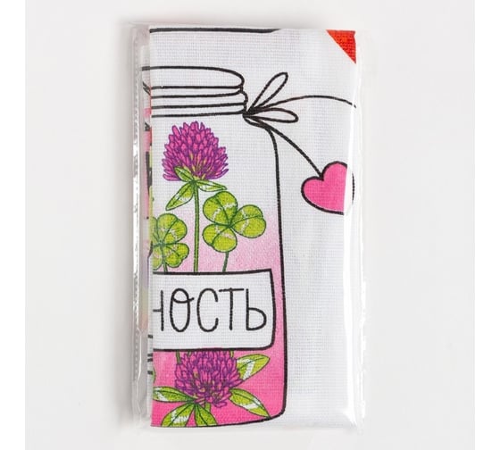 Полотенце Доляна кухонное Любовь, теплота, нежность 34x60 см, рогожка, 100% хлопок 160 г/кв.м 4122667