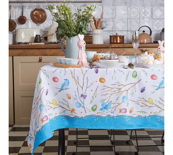 Скатерть Доляна Happy Easter 110x144 см, 100% хлопок, 164 г/кв.м 4682780