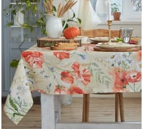 Скатерть Доляна Маки 110x147 см, 100% хлопок, рогожка 160 г/кв.м 4645816