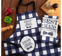 Кухонный набор Доляна 3 предмета Best man фартук 70x60 см, прихватка 20x20 см, полотенце 35x60 см 5376596
