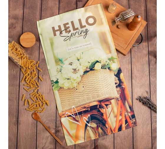 Полотенце Этель Hello 40x73 см, 100% хлопок, саржа 190 г/кв.м 5423044