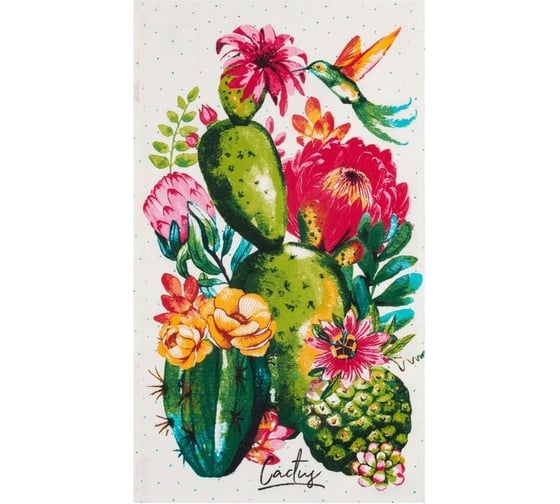 Полотенце Доляна кухонное Кактусы 35x60 см, 100% хлопок, 160 г/кв.м 4682746 1