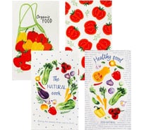 Набор полотенец кухонных Доляна Love vegan 35x60 см 4 шт, 100% хлопок 5423119