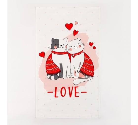 Полотенце Этель Cat's love 40x73 см, 100% хлопок, саржа 190 г/кв.м 5482305 1