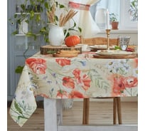 Скатерть Доляна Маки 180x147 см, 100% хлопок, рогожка 160 г/кв.м 4645815