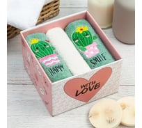 Набор полотенец Этель Happy smile 30x30 см 3 шт, 100% хлопок 340 г/кв.м 5374097