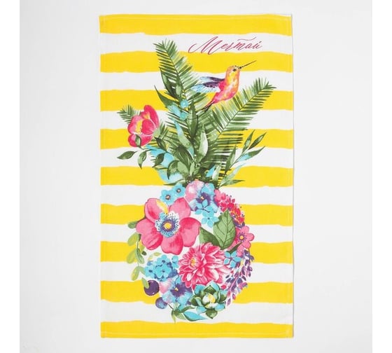 Полотенце Доляна кухонное Цветочный ананас 35x60 см, 100% хлопок, 160 г/кв.м 4682744 1