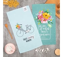 Набор полотенец кухонных Доляна You happy 35x60 см 2 шт, 100% хлопок 5423129
