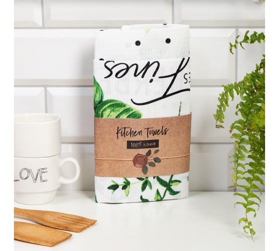 Набор полотенец кухонных Доляна Fines herbes 35x60 см 2 шт, 100% хлопок 5423111
