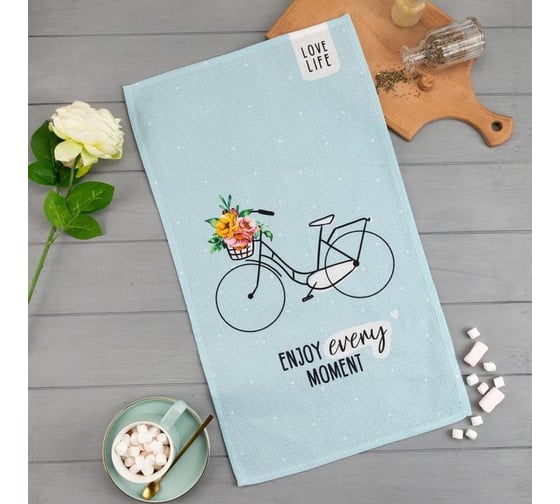 Полотенце Доляна кухонное love life 35x60 см, 100% хлопок, 160 г/кв.м 5423128 1