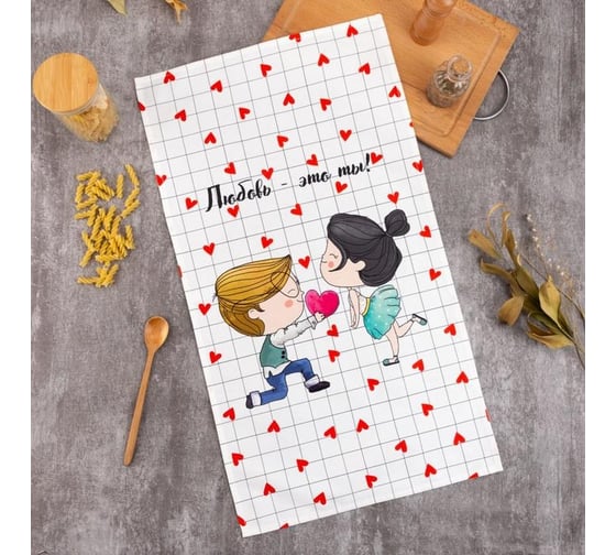 Полотенце Этель Love is 40x73 см, 100% хлопок, саржа 190 г/кв.м 5482304 1