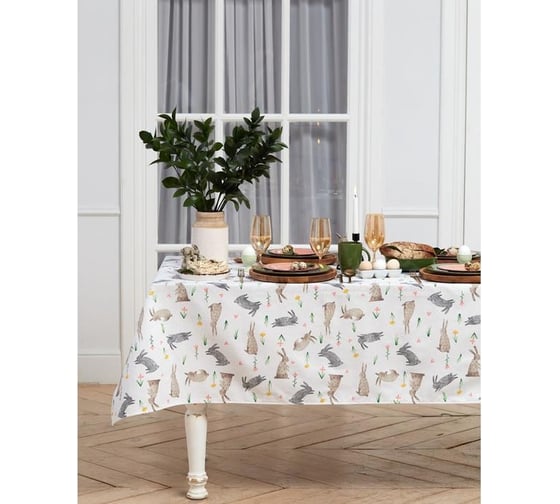 Скатерть Доляна Fluffy bunnies 110x144 см, 100% хлопок, 164 г/кв.м 5538630