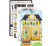 Набор полотенец кухонных Доляна Любимый дом 35x60 см 4 шт, 100% хлопок 5215741