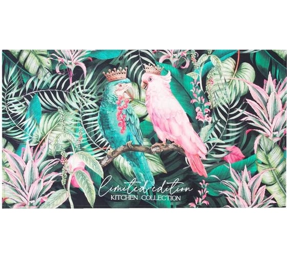 Полотенце Этель Tropical parrots 40x73 см, 100% хлопок, саржа 190 г/кв.м 5423080 1