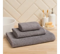 Полотенце махровое Экономь и Я 30x60 см, серый, 100% хлопок, 320 г/кв.м 7527706
