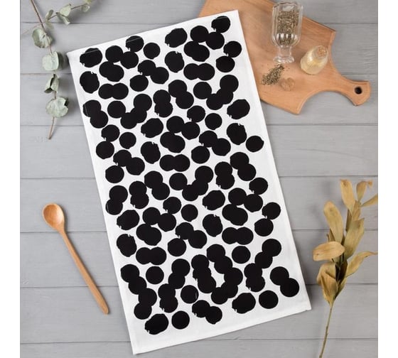 Полотенце Доляна кухонное Горох 35x60 см, 100% хлопок, 160 г/кв.м 5423102 1
