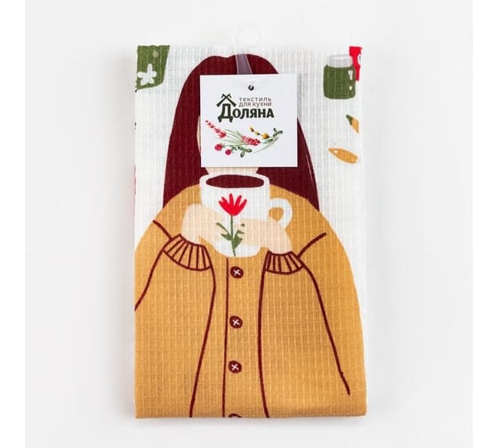 Полотенце Доляна кухонное Дома не скучно 35x60 см, 100% хлопок, 160 г/кв.м 5423123