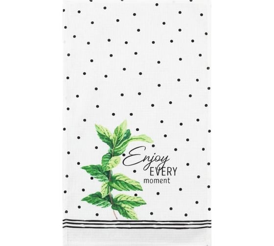 Полотенце Доляна кухонное Enjoy every moment 35x60 см, 100% хлопок, 160 г/кв.м 5423109