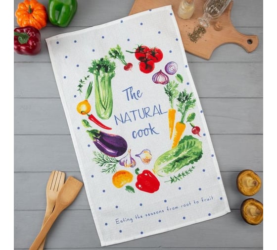 Полотенце Доляна кухонное The natural cook 35x60 см, 100% хлопок, 160 г/кв.м 5423114 1