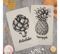 Набор полотенец кухонных Доляна Pineapple 35x60 см 2 шт, 100% хлопок 7635119