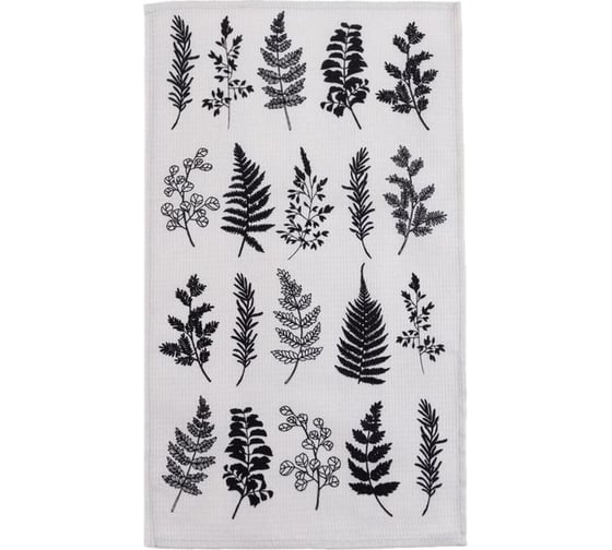 Полотенце Доляна кухонное Листья 35x60 см, 100% хлопок, 160 г/кв.м 5423120