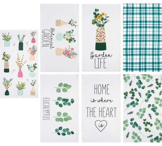 Набор полотенец кухонных Доляна Garden life 35x60 см-7шт, 100% хлопок 6853366