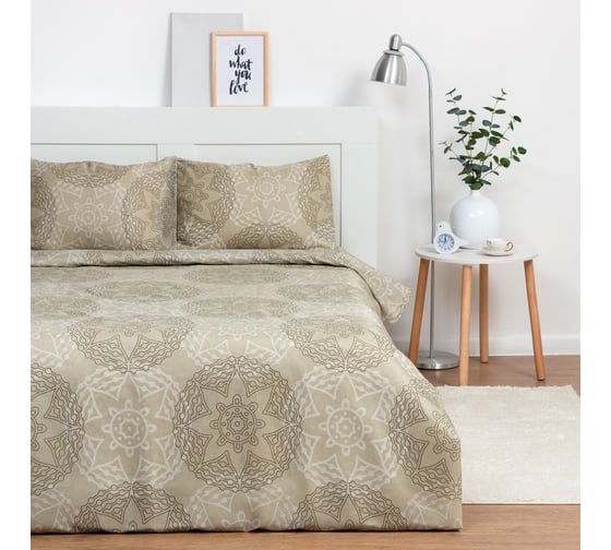 Комплект постельного белья Экономь и Я 2 спальный Серые цветы 173x215 см, 175x214см, 50x70 см 2 шт, 60 г/кв.м, микрофибра 9050352 1