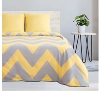 Комплект постельного белья Этель евро Желтый Шеврон 200x217, 220x240, 70x70 - 2 шт., поплин 125 г/м2 2565789