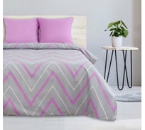 Комплект постельного белья Этель 2 спальный, сиренево-серые зигзаги 175x215, 200x220, 70x70 - 2 шт., поплин 125 г/м2 2565823