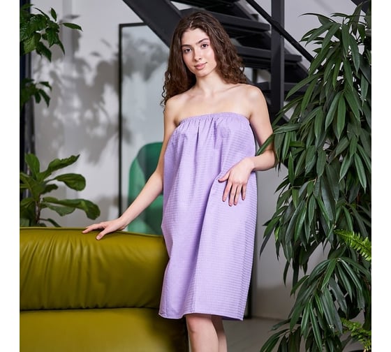 Полотенце вафельное банное Этель Boho парео 80x145 см. сиреневый, 100% хлопок, 290 г/кв.м 6243529