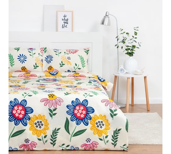 Комплект постельного белья Экономь и Я 1,5 спальный Summer 143x215 см, 150x215 см, 50x70 см 2 шт, микрофайбер, 75 г/кв.м 7863310 1
