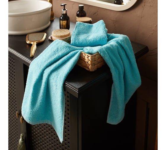 Полотенце махровое Экономь и Я 30x60 см, голубой, 100% хлопок, 320 г/кв.м 7527704 1