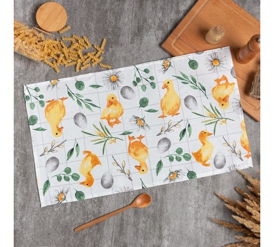 Полотенце Доляна Duckling 35x60 см, 100% хлопок, рогожка 164 г/кв.м 9215903 1