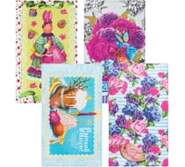 Набор полотенец кухонных Доляна Счастье 35x60 см 4 шт, 100% хлопок, рогожка 160 г/кв.м 7674620