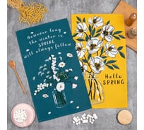 Набор полотенец кухонных Доляна Hello spring 35x60 см 2 шт, 100% хлопок, вафля 160 г/кв.м 7690559