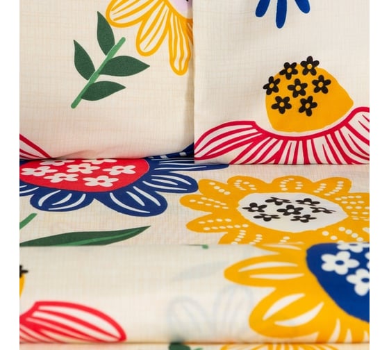 Комплект постельного белья Экономь и Я евро Summer 200x217см, 215x240 см, 50x70 см 2 шт, микрофайбер, 75 г/кв.м 7863312