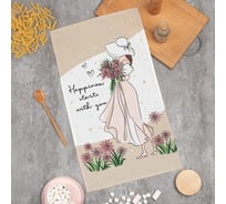 Полотенце Доляна Happiness 35x60 см, 100% хлопок, вафля 160 г/кв.м 7690549