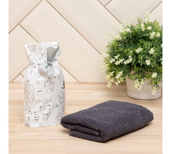 Полотенце в мешочке Экономь и Я Котики 30x60 см, 100% хлопок, 320 г/кв.м 7502319