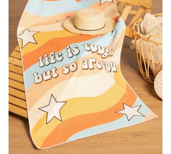 Полотенце пляжное Этель Life is tough 70x140 см, 100% полиэстер, 250 г/кв.м 7696173 1