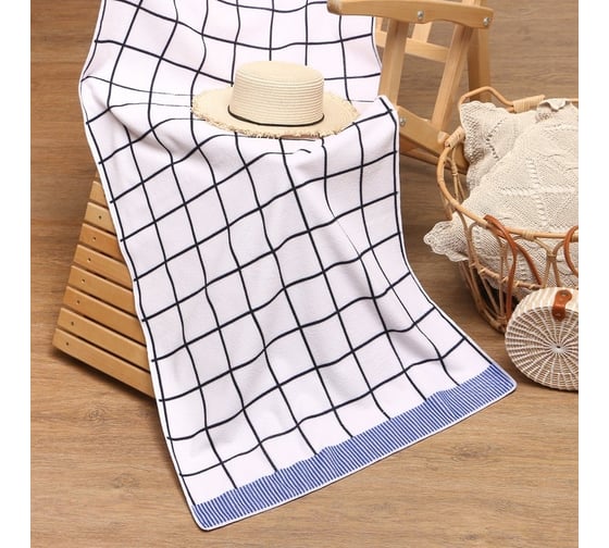 Полотенце пляжное Этель Kletka, 70x140 см, 250 г/кв.м, 100% полиэстер 9541831 1