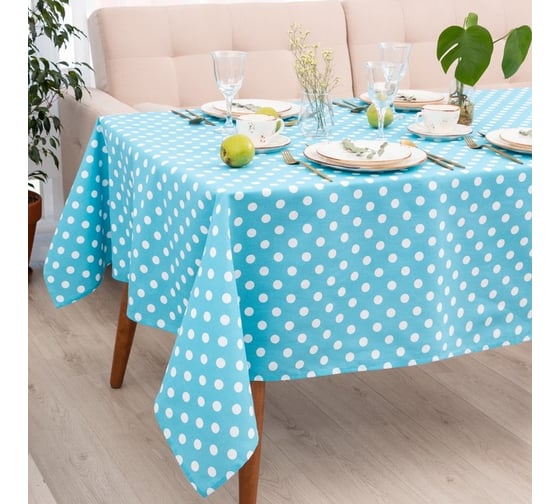 Скатерть Доляна Лесная голубика 150x110 см, 100% хлопок, 165 г/кв.м 7731711
