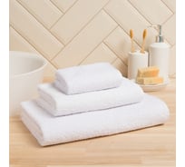 Полотенце махровое Экономь и Я 70x140 см, белый, 100% хлопок, 320 г/кв.м 7527720