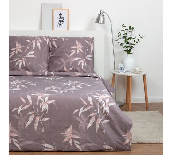 Комплект постельного белья Экономь и Я 1,5 спальный Ботаника 147x215 см,150x215 см, 70x70 см 2 шт, полисатин, 80 г/кв.м 9398662 1