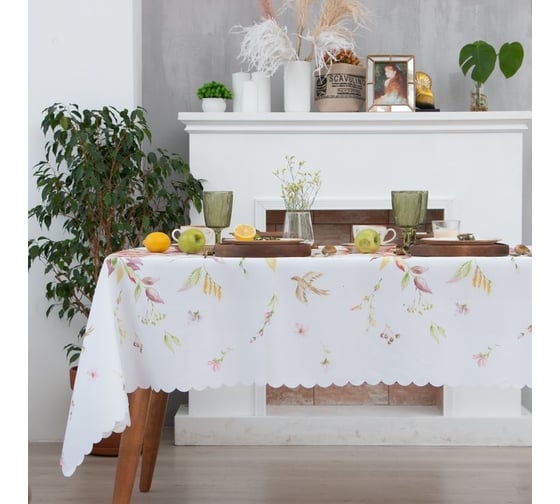 Скатерть Доляна Цветочная сказка 145x300 см, 100% полиэстер 7797375