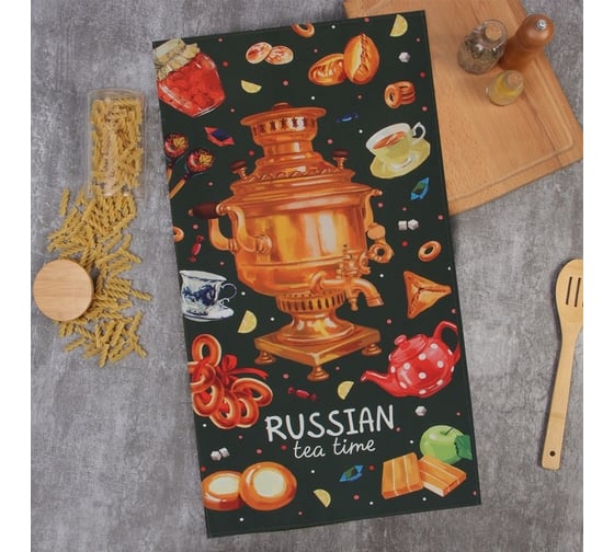 Полотенце Этель Самовар 40x73 см, 100% хлопок, саржа 190 г/кв.м 9907867 1