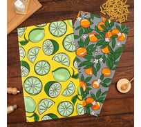 Набор полотенец кухонных Доляна Сitrus 35x60 см 2 шт, 100% хлопок 7516056