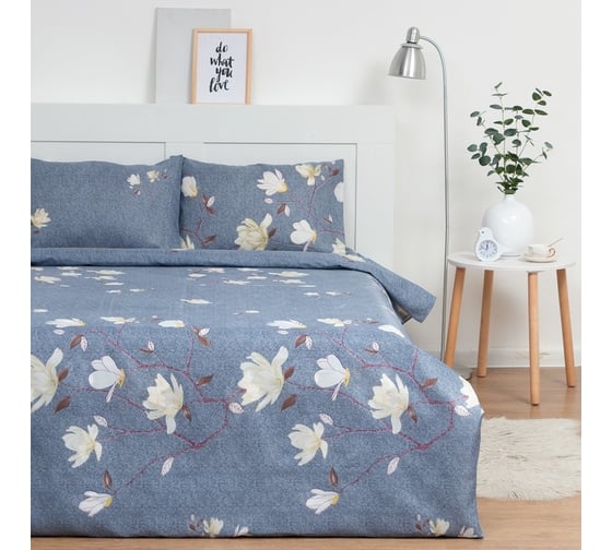 Комплект постельного белья Экономь и Я 2 спальный Магнолия 173x215 см, 175x214см, 50x70 см 2 шт, 60 г/кв.м, микрофибра 9050350 1